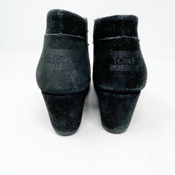 Toms Womens Black Suede Leather Lace up Wedge Heel Bootie Size 6.5 - Picture 5 of 12